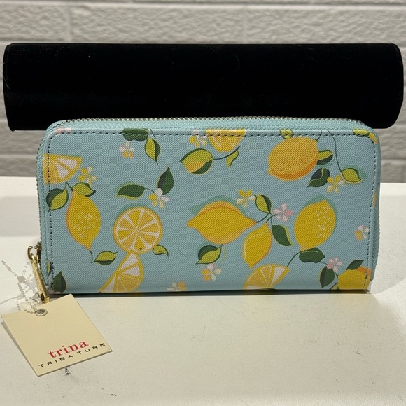 Trina Turk Handbags - Trina Turk‎ Blue and Yellow Lemon Print Wallet
